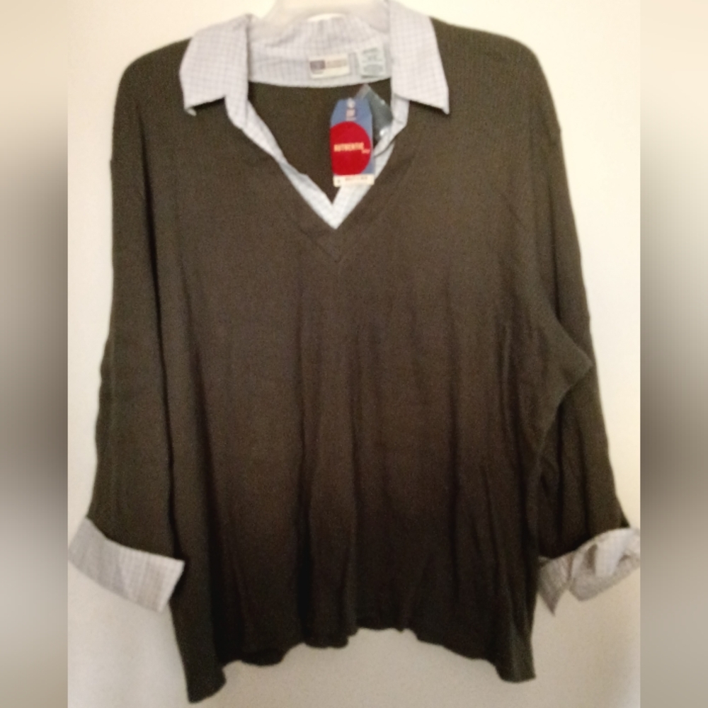 FREE With Purchase//Faded Glory Brown V-Neck Sweater Classic Layered Look